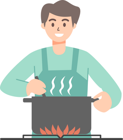 Man cooking illustration
